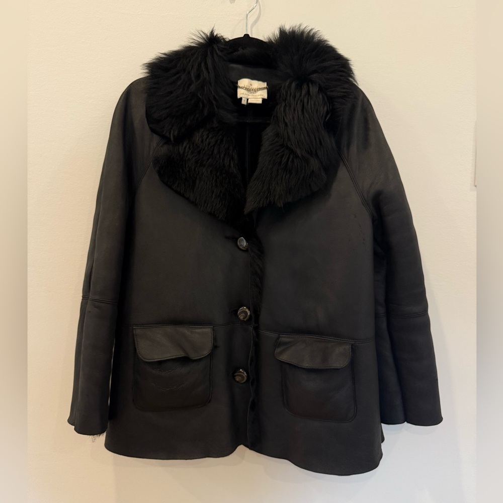 Black Fur-Trimmed Women's Coat